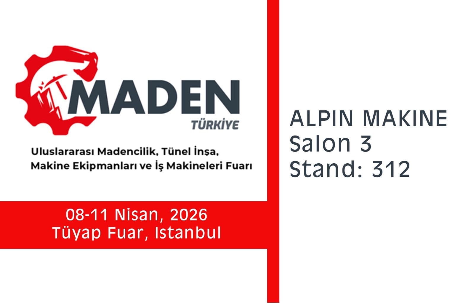 Maden Türkiye 2026 – Alpin Makine Katılıyor
